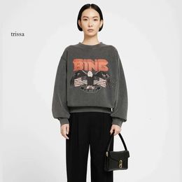 wang tracksuit womens 23 Early Autumn New Niche AB Classic Eagle White Ink Digital Printing Snowflake Wash Water Stir Fried Color Sweater Girl