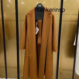 Luxury Coat Maxmaras 101801 Pure Wool Coat Labbro Cashmere Coat New Hepburn Feng Shui Ripple Double-sided Women's Mid length Woollen Coat High Quality4DPB