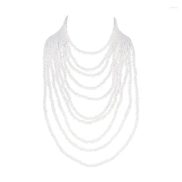 Pendant Necklaces Multi Layer Long Pearl Necklace Fashion Statement Collar Chain Bridal Party Wedding Jewellery Round Beads