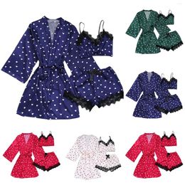 Women's Sleepwear Silk Satin Pajamas Set Lingerie Floral Lace Robe Cotton For Women Plus-size High Quality Bathrobe