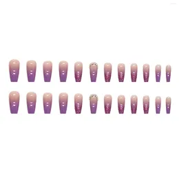 False Nails Glitter Decor Purple -length Fake Sweet & Charming Reusable For Manicure Lovers And Beauty Bloggers