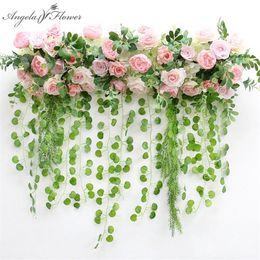 1M Custom Artificial Flower Arrangement With Hanging Willow Green Plants Decor Wedding Arch Backdrop Party Event Silk Flower Row280k