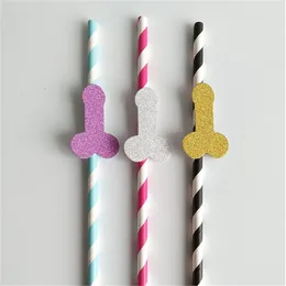 Party Decoration 25pcs/set Penis Straws Hen Supplies Bachelorette Wedding Gift Disposable Funny Straw Bar Decor