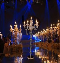 10 pcslot 31quot gold sliver 6 arm candelabra centerpiece with flower bowl for wedding decor2151843