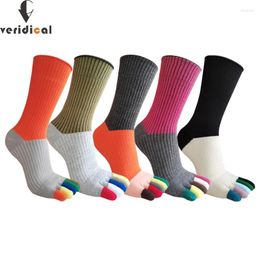 Women Socks 5 Pairs Toe Short Girl Cotton Splicing Colours Loose Colourful Fashions Harajuku Happy Leg Pile Finger Student