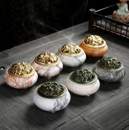 Marble Ceramics Censer Handicraft Fragrance Lamps Fashion Universal Indoor Room Incense Burner 7 Colors4224255