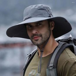 Berets Wide Brim Bucket Hat Anti-UV Sun Broad-brimmed Mountaineering Caps Breathable Mesh Protection Panama Hiking