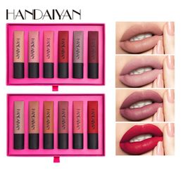 HANDAIYAN 6 Colorset Nude Matte Lip Gloss Set Waterproof Long Lasting Moisturizing Liquid Lipstick Lip Makeup Cosmetics5111098