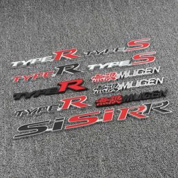Metal TYPE R S SI RR Emblem Badge Rear Trunk Grill Stickers Decals For Honda Civic TYPER CRV HRV Accord Fit Car DecorAccessories