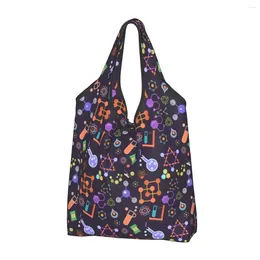 Shopping Bags Large Reusable Chemistry Science Pattern Grocery Recycle Foldable Tote Bag Washable Lightweight