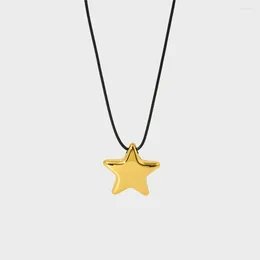 Pendant Necklaces INS Trend 16K Gold Plated Stainless Steel Hollow Out Star Cord For Women Charm Jewelry Gift