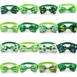 Dog Apparel 30/50 Pcs ST Patrick's Day Puppy Cat Grooming Accessories Clover Pattern Dogs Bowties Necktie Pet Supplies Tie