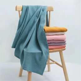 Blankets Baby Crepe Swaddling Soft Cotton Blanket Quilt Swaddle Wrap Towel Bath Towels Solid Colour Born Boys Girls Square