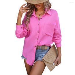 Women's Blouses 2024 Spring Summer Women Casual Shirt Fashion Turn-down Collar Long Sleeve Loose Ladies Buttons Blouse