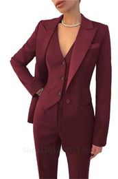 Fashion Plus Size Women Blazer 3 Pcs Elegant Long Sleeve Suit Jackets Vest and Straight Pants Female Business Outfits 240108