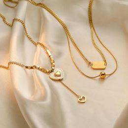 Pendant Necklaces Mafisar 316L Stainless Steel Gold Color Love Heart Geometric Necklace Women Fashion Simple No Fading Retro Jewelry Gifts