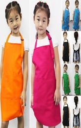 Cute Kids Aprons Pocket Craft Cooking Baking Art Painting Kitchen Dining Bib Child Aprons Fits 36 Yr Olds 10 colors White Black B1628949