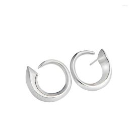 Stud Earrings Autumn And Winter Women's Pure Silver Ear Nails Platinum Ring Geometric Earhook Personality Fashion Jewelry Couple Gift