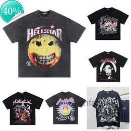 Hellstar t Shirt Rappe Mens Women Tshirt Rapper Wash Grey Heavy Craft Unisex Short Sleeve Top High Street Fashion Retro Hell Women's T-shirt Us Size S-xl BEO8