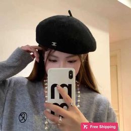 Designer Ball Caps Mirad Arc de Triomphe Woollen Beret New Women's Spring and Autumn Big Head Surrounding Face Small Shaped Pumpkin Hat RM84