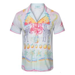 Casablanc Shirt 22ss Designer Shirts Masao San Print Mens Casual Shirt Womens Loose Silk Casablacnca Shirt Short Sleeves Luxury T-shirt High Quality Tees 106rmf