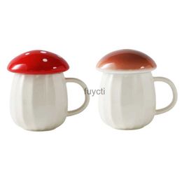 Mugs Ceramic Coffee Mug with Lid Mushroom Decor Coffee Cup Cute Mushroom Stuff Home Gift Easy to Use and Clean Smooth Edges YQ240109