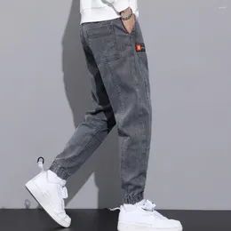 Men's Pants Men Patch Tabs Trousers Loose Fit Cargo With Ankle-banded Drawstring Waist Soft Warm Fabric Solid For Fall