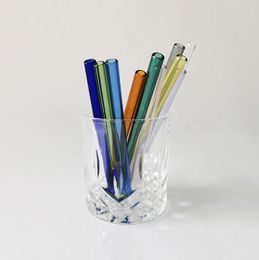 10x150mm Reusable Eco Glass Drinking Straws Clear Coloured Curved Straight Milk Cocktail Juice Straw7706933