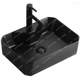 Bathroom Sink Faucets Table Basin With Faucet Single Matte Black Ceramic Artistic Wash Home Balcony