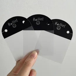 Jewellery Pouches 10pcs Fashion Packaging Cards 6 8cm Black Transparent Plastic Hello Smile Label Fit Necklace Bracelet Display Wholesale