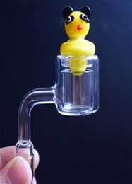 New Design XXL Quartz Thermal Banger Nail With Cactus Panda Duck Carb Cap 28mm OD Double Tube Quartz Nail For Oil Rigs Bongs4327637