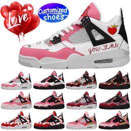 Customised shoes Valentine's Day basketball shoes lovers unisex look cartoon diy shoes Retro casual shoes men women shoes outdoor sneaker black pink big size eur 36-49