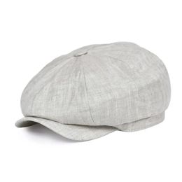 Caps Botvela Herringbone Linen Newsboy Cap Men Summer Women Bakerboy Caps Breathable Flat Hat Apple Beret Hats 007