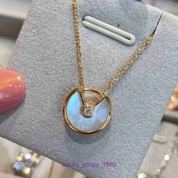 Car tires's Love necklace designer for women Gold Amulet White Fritillaria Necklace High Quality Rose Peacock Stone Small Collar With Original Box