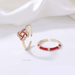 Designer's Red Full Diamond New Year's Chinese Style Two-piece Set of Rings Design High-end Feel Handmade Jewellery for Women 302 241