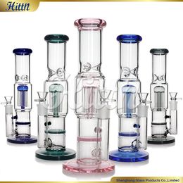 Glass Bong 8 Tree Arms Honeycomb Perc Straight Tube Glass Water Pipe Smoking Bongs with 18mm Joint 12 Inches