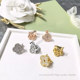 designer jewelry earing Four Leaf Clover Earrings Fashion Luxury 18k Gold Full Diamond Vans cleef Earrings High Quality Titanium Steel Designer Earrings Gift