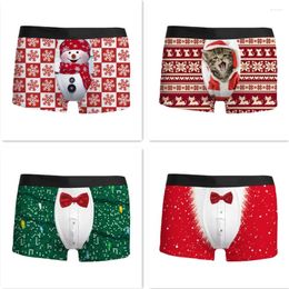 Shorts Christmas 3d Printed Men Underwear Breathable Comfortable Fashionable Snowman Mid Rise