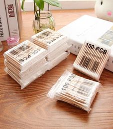 whole 100 lot women beauty makeup cotton swab double head cotton buds make up wood sticks nose ears cleaning cosmetics hh163005014212