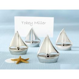 Other Event & Party Supplies 12Pcslotnautical Wedding Favors Sailboat Place Card Holders With Organza Bag Packing Favors2357244 Drop D Ot89G