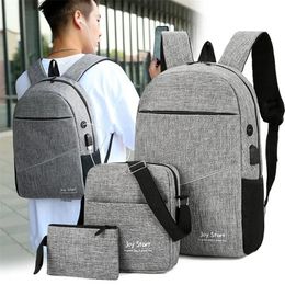 3pcs Backpack Set Women Men LargeCapacity Laptop Shoulder Bag Small Pocket For Travel School Business Work College Fit 240108