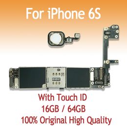 For iPhone 6s 16GB 64G 128GB Motherboard with Touch ID with Fingerprint Original Unlocked for iphonbe 6s Logic board Free Shipping