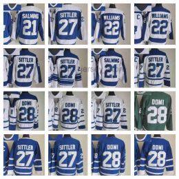 Maple''leafs''new Retro Ice Hockey Jerseys 22 Tiger Williams 21 Borje Salming 27 Darryl Sittler 28 Tie Domi Stitched Jersey 87