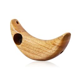 Portable Mini Wooden Tobacco Smoking Pipe Creative Moon Shape Design 78mm Hand Made Herb Water Pipe Gift For Smoker Cigarette Acce2536282