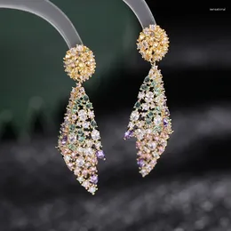 Dangle Earrings Europe And America Fashion Long Stone Conch For Women Wedding Party Jewelry Luxury Earing Gold Plated