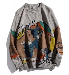 Men039s Hoodies Mens Hip Hop Streetwear Harajuku Sweater Vintage Retro Tom Jerry Anime Knitted 2022 Autumn Cotton Pullover9320503