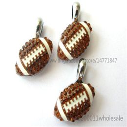 10pcs DIY Rhinestone American football Hang pendant charms 15x15mm Fit DIY Necklace Key chain s Phone strip DIY Bracelet HC359177U