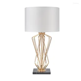 Table Lamps Nordic Designer Lamp LED Metallic Lustre Cloth Art Lampshade Luminaires Living Room Bedroom Study Bedside Decor Desk Light