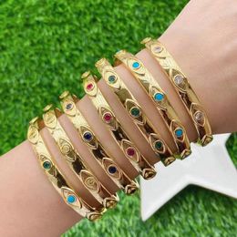 Bangles 5Pcs 2021 New Trendy gold open design bangle cuff with rainbow zircon in the eye shape bangle for women