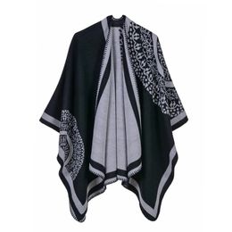 Luxury Brand Ponchos coat Cashmere Scarves Women Winter Warm Shawls and Wraps Pashmina Thick Capes blanket Femme Scarf 240109